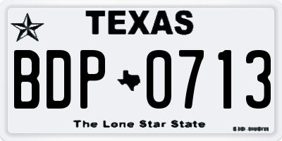 TX license plate BDP0713