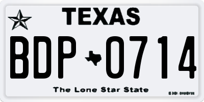 TX license plate BDP0714