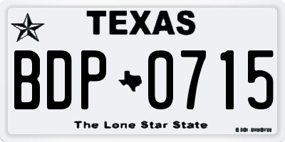 TX license plate BDP0715