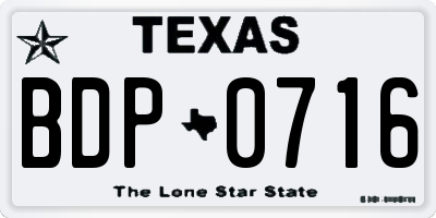 TX license plate BDP0716