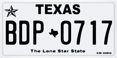 TX license plate BDP0717