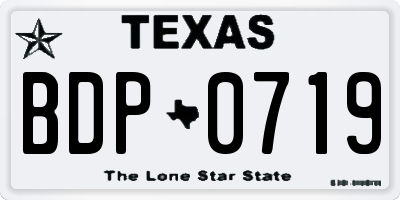 TX license plate BDP0719