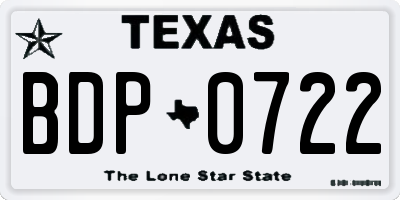 TX license plate BDP0722