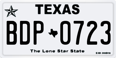 TX license plate BDP0723