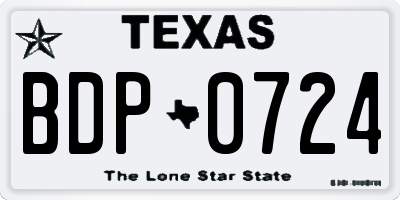 TX license plate BDP0724