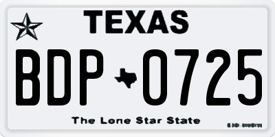 TX license plate BDP0725