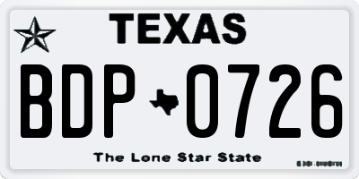 TX license plate BDP0726
