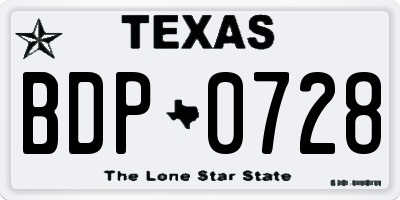 TX license plate BDP0728