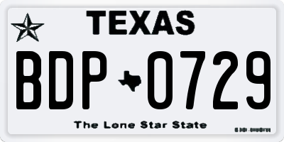 TX license plate BDP0729