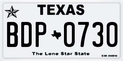 TX license plate BDP0730