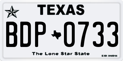 TX license plate BDP0733