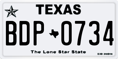 TX license plate BDP0734