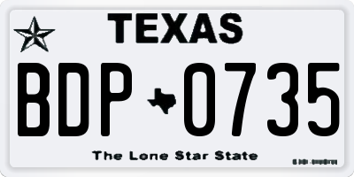 TX license plate BDP0735