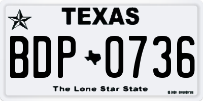 TX license plate BDP0736