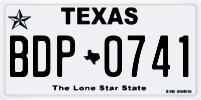 TX license plate BDP0741