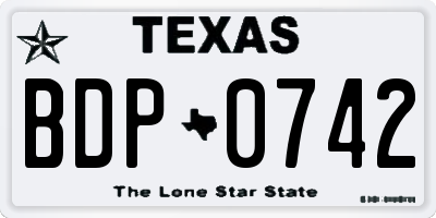 TX license plate BDP0742