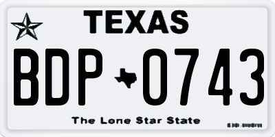 TX license plate BDP0743