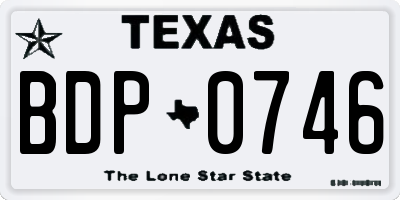 TX license plate BDP0746