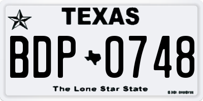 TX license plate BDP0748