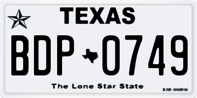 TX license plate BDP0749