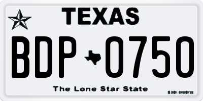 TX license plate BDP0750
