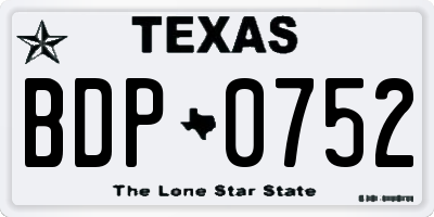 TX license plate BDP0752