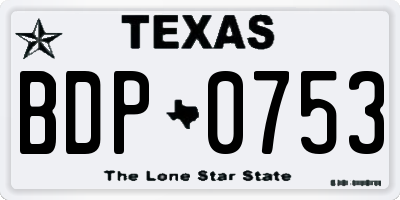 TX license plate BDP0753