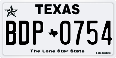TX license plate BDP0754