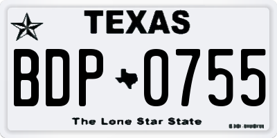 TX license plate BDP0755