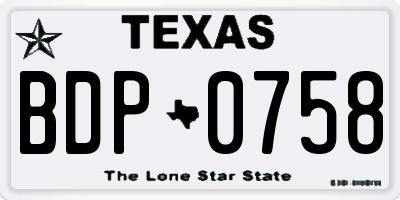 TX license plate BDP0758
