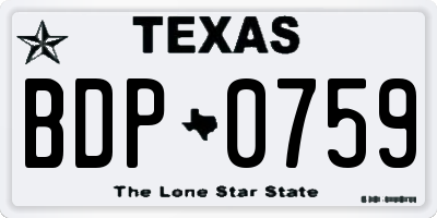 TX license plate BDP0759