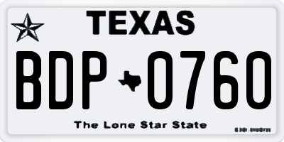 TX license plate BDP0760