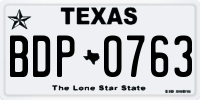 TX license plate BDP0763