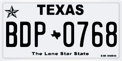 TX license plate BDP0768