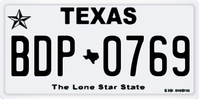 TX license plate BDP0769