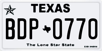 TX license plate BDP0770
