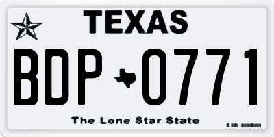 TX license plate BDP0771