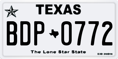 TX license plate BDP0772