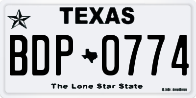TX license plate BDP0774
