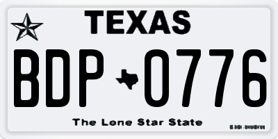 TX license plate BDP0776
