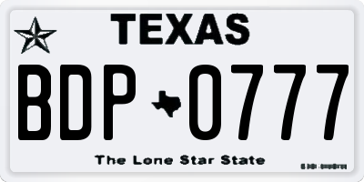 TX license plate BDP0777