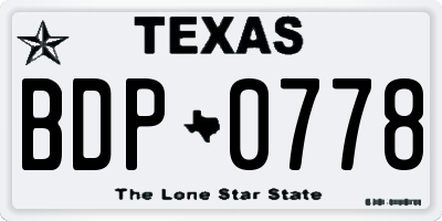 TX license plate BDP0778