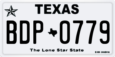 TX license plate BDP0779