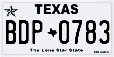 TX license plate BDP0783