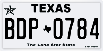 TX license plate BDP0784