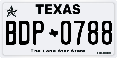 TX license plate BDP0788