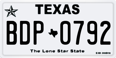 TX license plate BDP0792