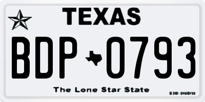 TX license plate BDP0793