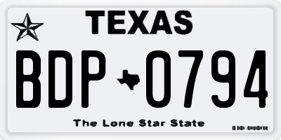 TX license plate BDP0794