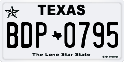 TX license plate BDP0795